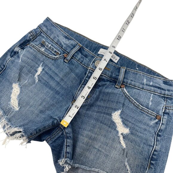 Ann Taylor Loft Womens Distressed Denim Shorts Size 24/00 Raw Hem Casual Summer - Picture 6 of 13